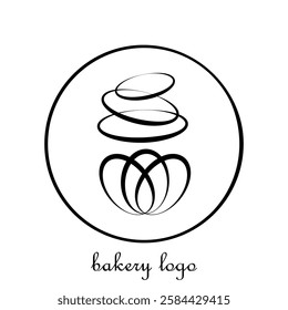 Cake, bun logotype in circle shape with place for your text. Vector bun logo isolated on white background.