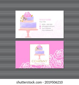 Cake Business Card Design with Dessert for Bakery