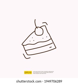 cake for cafe concept vector illustration. hand drawing doodle linear icon sign symbol