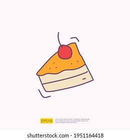 cake for cafe concept vector illustration. hand drawing doodle fill color icon sign symbol