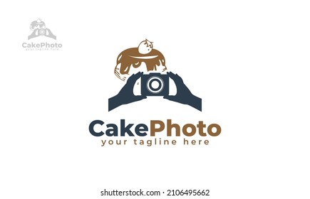 Cake camera logo design. vector