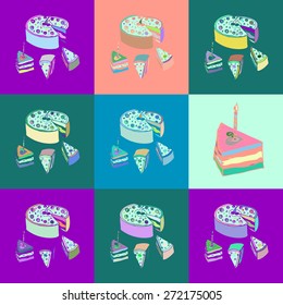 Cake with candle birthday seamless pattern