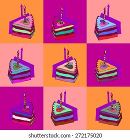 Cake with candle birthday seamless pattern