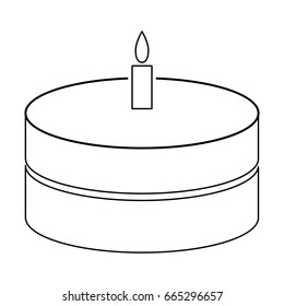 Cake with candle black icon .