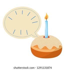 Cake with candle and blank bubble speech