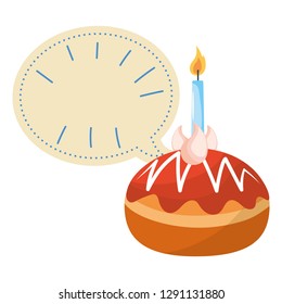 Cake with candle and blank bubble speech