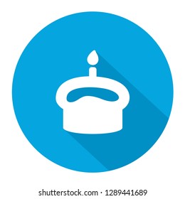  Cake with a candle blue vector icon illustration