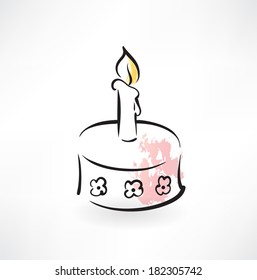 cake with a candle grunge icon