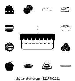 Cake with a candle icon. Detailed set of Bakery. Premium graphic design. One of the collection icons for websites, web design, mobile app on white background