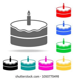 cake with a candle icon. Elements of party multi colored icons. Premium quality graphic design icon. Simple icon for websites, web design, mobile app, info graphics on white background