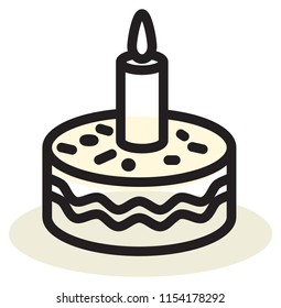 Cake with Candle Icon as EPS 10 File