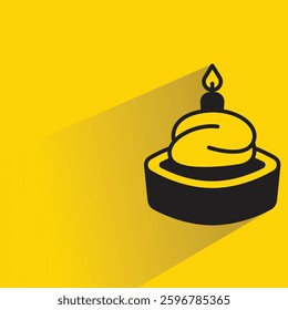 cake and candle icon on shadow yellow background