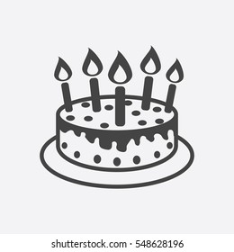 Cake with candle icon. Simple flat pictogram for business, marketing, internet concept on white background. Trendy modern vector symbol for web site design or mobile app
