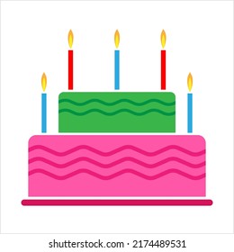 Cake With Candle Icon Vector Art Illustration