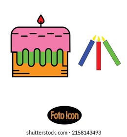 Cake and candle icon.Vector illustration eps10