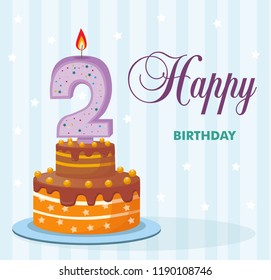 cake with a candle in the number two, congratulations on your birthday