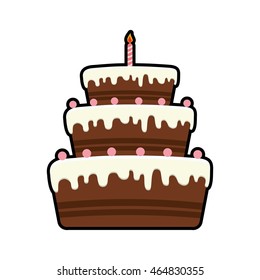 cake candle party cream bakery birthday icon. Isolated and flat illustration. Vector graphic