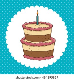 cake candle sweet happy birthday desing isolated