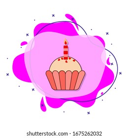 Cake, candle, valentine s day liquid bacdge icon. Simple color vector of love icons for ui and ux, website or mobile application
