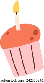 Cake With Candle Vector Illustration