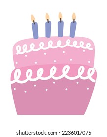 cake with candles birthday icon isolated