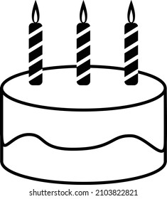 Cake and candles black and white vector isolated