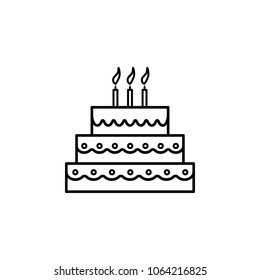 cake with candles icon. Element of eating for mobile concept and web apps. Thin line  icon for website design and development, app development. Premium icon on white background