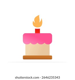 cake with candles icon, flat colored vector. modern and minimalist design