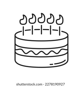 Kuchen mit Kerzen Symbol. Hochwertige schwarze Vektorgrafik.