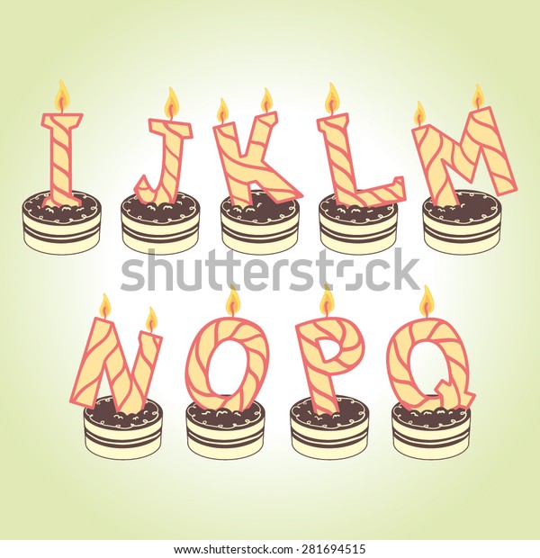 Cake Candles Letters Alphabet Vector Set Stock Vector (Royalty Free