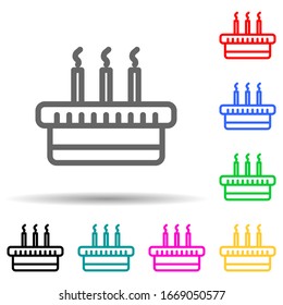 cake with candles multi color style icon. Simple thin line, outline vector of web icons for ui and ux, website or mobile application
