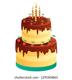 
Cake with candles on a white background