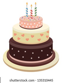 Cake with candles. Vector