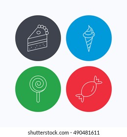 Cake, candy and ice cream icons.