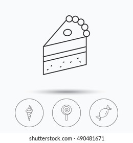 Cake, candy and ice cream icons.