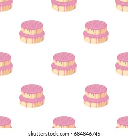Cake with candy powder icon in cartoon style isolated on white background. Cakes symbol stock vector illustration.