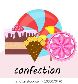 cake capcake candy, sweet, abstract, vector illustration.
