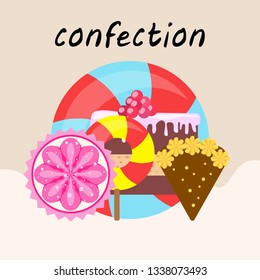 cake capcake candy, sweet, abstract, vector illustration.