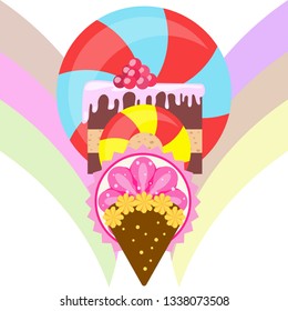 cake capcake candy, sweet, abstract, vector illustration.
