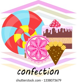 cake capcake candy, sweet, abstract, vector illustration.