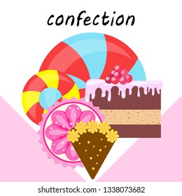 cake capcake candy, sweet, abstract, vector illustration.