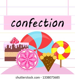 cake capcake candy, sweet, abstract, vector illustration.