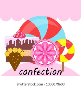 cake capcake candy, sweet, abstract, vector illustration.