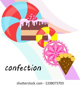 cake capcake candy, sweet, abstract, vector illustration.