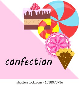 cake capcake candy, sweet, abstract, vector illustration.