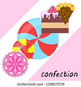 cake capcake candy, sweet, abstract, vector illustration.