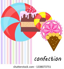 cake capcake candy, sweet, abstract, vector illustration.