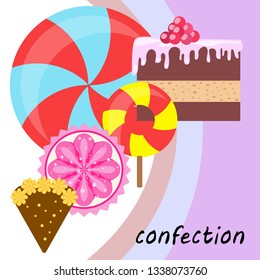 cake capcake candy, sweet, abstract, vector illustration.