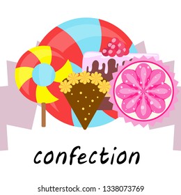 cake capcake candy, sweet, abstract, vector illustration.