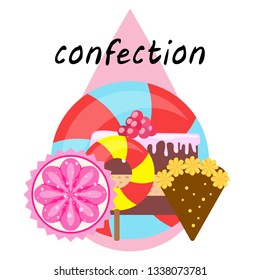 cake capcake candy, sweet, abstract, vector illustration.